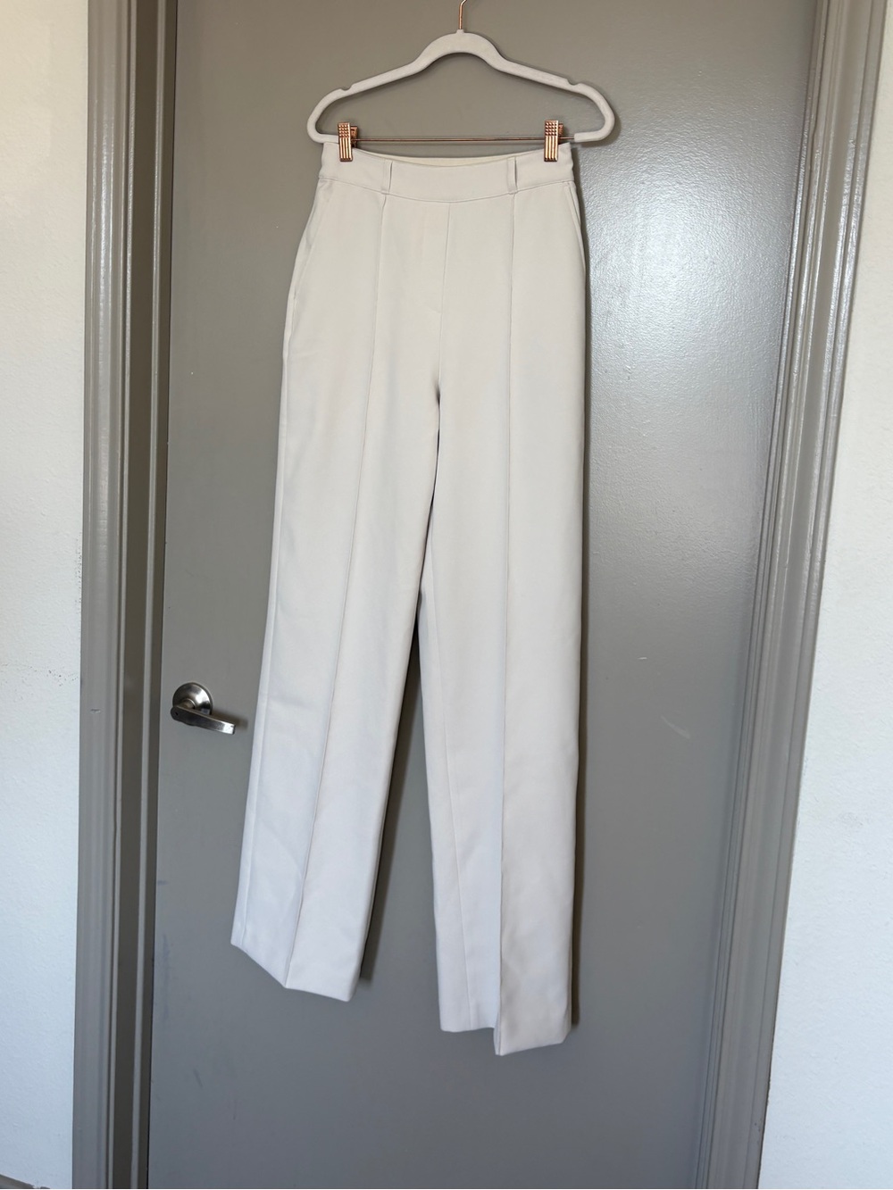 SPANX Cream Straight-Leg Trousers